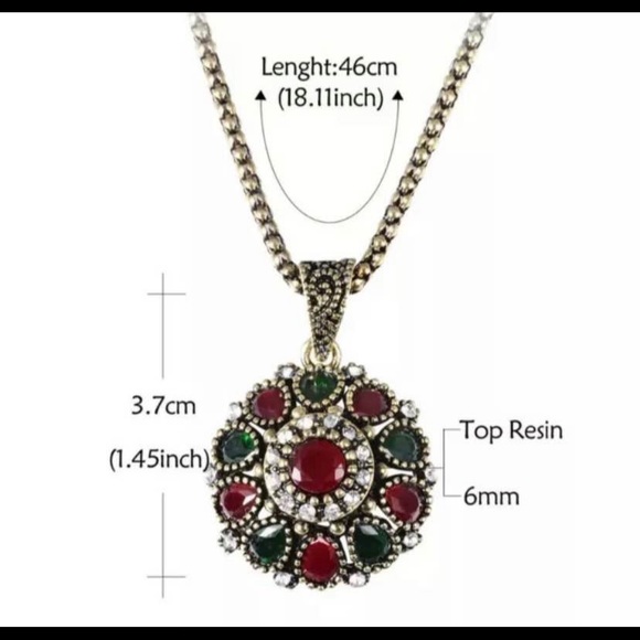 🍀3pcs Vintage Style Turkish Jewelry Set include Necklace Earring Ring(8) - Picture 4 of 6